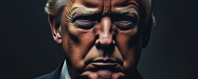 Stylized close portrait of Donald Trump